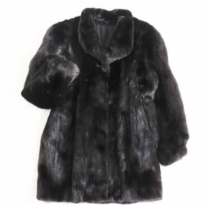極美品●MINK ミンク 本毛皮ショートコート ジャケット ブラック 11号 毛質艶やか・柔らか◎