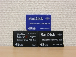 SanDisk　メモリースティック PRO Duo 8GB 3枚セット　初期化済み　送料84円