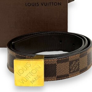 Louis Vuitton ルイヴィトン ベルト サンチュール クラシック キャレ ファッション ダミエ エベヌ 80/32 M6944 ブラウン ゴールド 送料無料