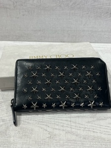 JIMMY CHOO ジミーチュウ CARNAVY カーナビー BLS122 ラムレザー ラウンドジップ スター スタッズ ウォレット 長財布 ブラック