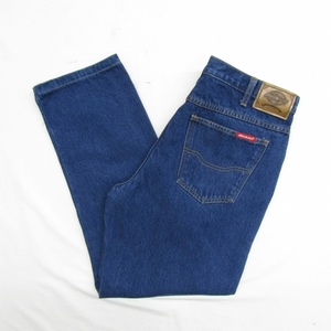 サイズ W34 L30 Dickies デニム ワーク パンツ ジーンズ テーパード 色濃 ブルー 南アフリカ製 ディッキーズ 古着 ビンテージ 2O2150