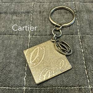 Cartier カルティエ スクエア マスト キーホルダー チャーム キーリング シルバー ロゴ 刻印