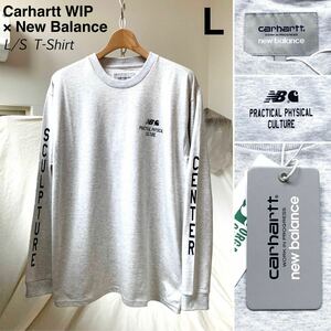 新品 ニューバランス New Balance x カーハート Carhartt WIP コラボ ロゴ 長袖 Tシャツ L 定1.32万 メンズ 限定 ロンT 希少 送料無料