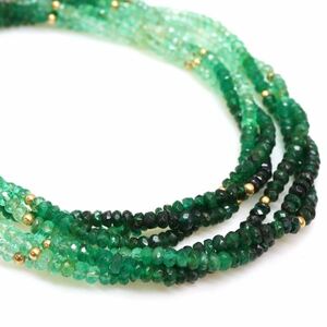 ＊K18天然エメラルド3連ネックレス＊a 約16.4g 約46.0cm emerald necklace jewelry EB3/EB5