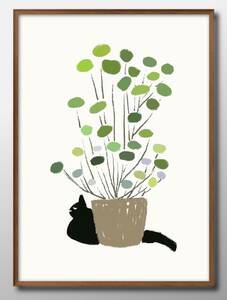 12078■送料無料!!アートポスター　絵画　A3サイズ　『黒猫　ネコ　モダン』イラスト　デザイン　北欧　マット紙