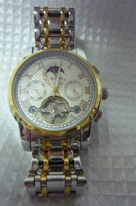AILANG 自動巻き式 スケルトン メンズ腕時計　裏側ガラス細かい傷有　稼働良好　文字盤白アラビア数字