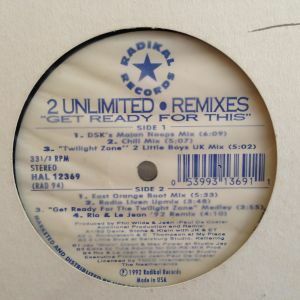 12inchレコード 2 UNLIMITED / GET READY FOR THIS (REMIXES)