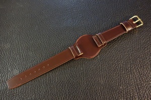 ◆台座付VINTAGE BELT◆高品質国産アニリン染めコードバン BURGUNDY Custom Order(台座サイズ/バックルカラー) 20mm 受注生産 腕時計ベルト