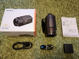 ソニー SONY ハンディカム Handycam ビデオカメラ FDR-AX40 4K 64GB ブロンズブラウン 箱付き 説明書付き 中古