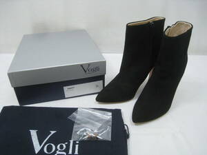 新品 スペイン製 Vogli ヴォッリ ショートブーツ ブーティ 42423 レザー スエード 黒 ブラック サイズ36 23cm