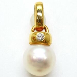良品!!＊TASAKI(田崎真珠)K18アコヤ本真珠/天然ダイヤモンドペンダントトップ＊m 1.5g パール pearl diamond jewelry pendant DF1/DF1