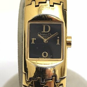 中古品 稼働品 ChristianDior クリスチャン・ディオール D96-150 GP 黒文字盤 クオーツ 電池式 レディース 2針 ブランド 腕時計 質屋出品