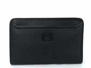 1円 ■美品■ Burberrys バーバリーズ レザー 内部ノバチェック クラッチバッグ セカンドバッグ メンズ ブラック系 AZ1417