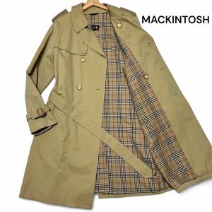 美麗品◎40サイズ!!マッキントッシュ【圧巻の美シルエット】MACKINTOSH チェック トレンチコート ベルト付き スコットランド製 薄手 メンズ