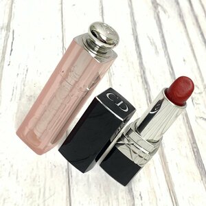 s001 A3.3 保管品 Dior ディオール ルージュ ディオール 999番＆アディクト リップグロー001 セットにて リップ/口紅/グロス/コスメ