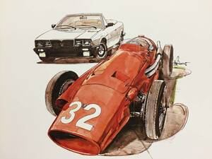 【正規品 絶版】Bowイラスト マセラッティ250F クラブ カーマガジン100 Maserati 250F クラシックカー 旧車 絵