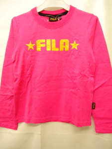 【KCM】ac-769-130★未使用★【FILA/フィラ】ラメロゴ　長袖Tシャツ　130　ピンク　キッズ