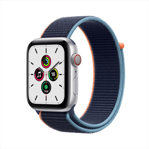 新品 Apple Watch SE MYEW2J/A （GPS + Cellularモデル）- 44mmシルバーアルミニウムケースとディープネイビースポーツループ