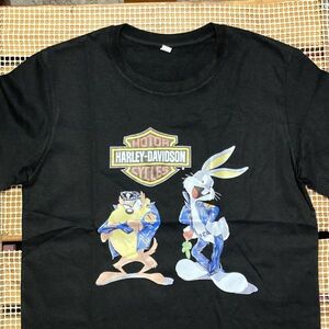 ADWB 1スタ 黒 ロゴ Tシャツ ハーレー ダビッドソン ルーニーテューンズ タズマニアンデビル バックスバニー 90s 00s ビンテージ 古着