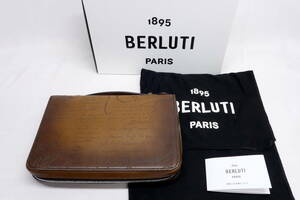 ◆中古品◆BERLUTI ベルルッティ　イタウバ ワイド スクリットレザー CACAO INTENSO◆箱付き