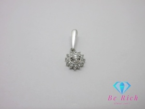 Pt900 プラチナ ダイヤモンド 0.07ct 0.12ct 付 デザイン ネックレス ペンダント トップ ヘッド 一粒 メレ ジュエリー【中古】 th10318