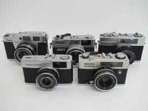 (h-5)　オリンパス / キャノン / コニカ / リコー / フジカ　レンズ付　フィルムカメラ　5台セット