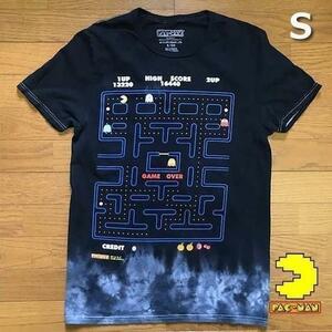 売切り【正規新品】BANDAI バンダイ PAC-MAN パックマン プリントTシャツ カットソー タイダイ【S】黒 新品 アメリカ買い付け 180720