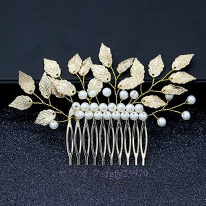 A866I☆新品人気★ティアラ ヘッドアクセサリー ウエディング ヘアアクセサリー ビジュー ブライダル 髪飾り 結婚式 金色のバロック葉A