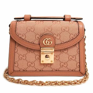 （未使用　展示品）グッチ GUCCI オフィディア GG ミニ 2way ショルダーハンドバッグ GGキャンバス ピンク ローズゴールド金具 696180