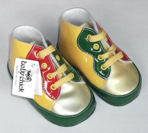 古い ベビー シューズ イタリア製 Baby Chick ビニール ラスタ・カラー レゲエ 幼児 赤ちゃん 靴 海外 ヨーロッパ
