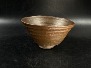【福蔵】手作り 茶碗 備前焼 在銘 現代作家 茶道具 径13.3cm