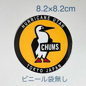 CHUMS チャムス ステッカー ペンギン 丸型 8.2cm シール アウトドア キャンプ用品 黄色 ランドウェル 日本製 定価500円 ビニール袋無し