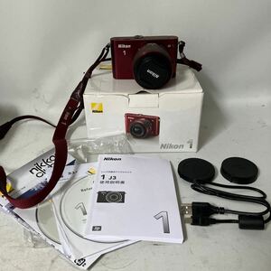 □【500円スタート】Nikon ニコン Nikon1 J3 レンズ交換式デジタルカメラ レッド レンズキット 10-30mm 1:3.5-5.6 箱・取扱説明書付き 美品
