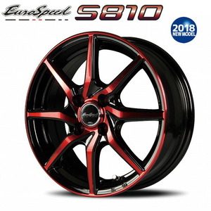 MID EuroSpeed S810 (ブラックポリッシュ＋レッドクリア) アルミホイール 4本セット 15×4.5J 4H PCD100 +45