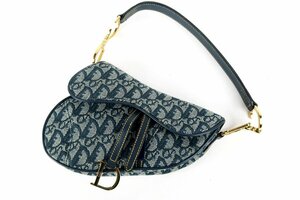 【超美品】Christian Dior ディオール トロッター サドルバッグ D金具 ブランド鞄 ブルー系【QI74】