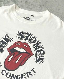 バンドTシャツ RollingStones ローリングストーンズ ビッグプリント半袖Tシャツ フリーサイズ　ホワイト Lサイズ