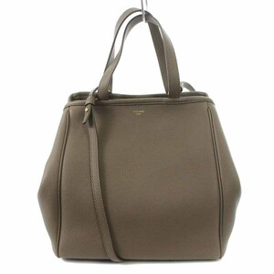 セリーヌ CELINE フォールド カバ スモール SMALL FOLDED CABAS ショルダーバッグ ハンドバッグ 2way レザー 茶 ブラウン /YI7 ■OH レディ