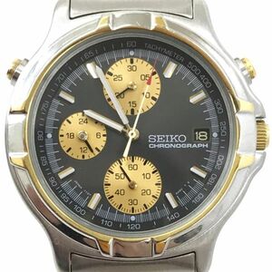 SEIKO セイコー 腕時計 7T27-6A50 クオーツ アナログ ラウンド ブラック シルバー クロノグラフ カレンダー 箱付 電池交換済み 動作確認済