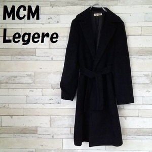 【人気】MCM Legere/エムシーエム アンゴラ混 チェスターコート ベルト付 ブラック サイズ38/8123