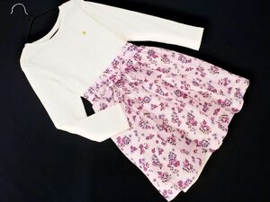 新品 ケイトスペード 花柄 ドッキング ワンピース 130cm 白ｘピンク ■◇ ☆ ecb8 子供服