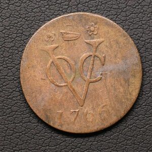 KM#131/オランダ領東インド VOC DUIT銅貨（1766）ウェスト＝フリースラント・ミント[E1937] コイン,蘭印,インドネシア
