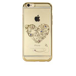 即決・送料込)【ラインストーン付きソフトタイプケース】Durable iPhone6s Plus/6 Plus Soft Rear Cover Case Heart & Leaf