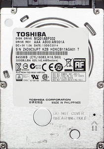 TOSHIBA MQ01ABF032 2.5インチ 7mm SATA600 320GB 122回 17916時間