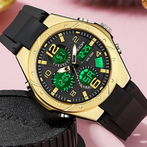 【ブラック×ゴールド】レディース 高品質腕時計 海外人気ブランド SANDA sports watch 防水 クロノグラフ クォーツ式