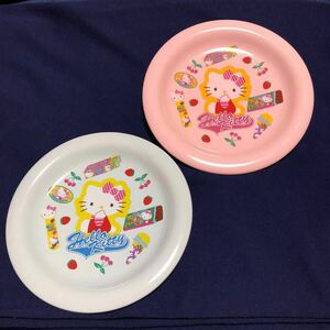 激レア希少品 サンリオ2003年製 ハローキティ ポップ ブルー&ピンク 陶器皿 ケーキ皿 2枚セット