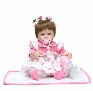 リボーンドール リアル 赤ちゃん人形 トドラードール ベビードール 42cm 高級 かわいい 衣装・おしゃぶり・哺乳瓶付き 二つ結び