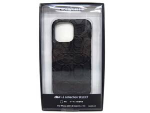 送料無料 未使用 定価8250円 iPhone 13 Pro用 COACH ハードケース EMBOSSED Black ブラック コーチ レザー