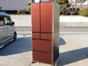 【ガラスドア/正常動作品/500L超え】HITACHI 6ドア冷蔵庫 R-XG5600H 555L 17年 フラット 観音ドア 高級 超大型 中古 ※訳あり 引取歓迎