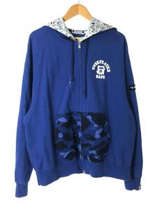 A BATHING APE◆ｘUNDEFEATED/ジップパーカー/XL/コットン/BLU/001ZPI731908C