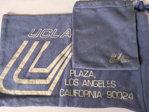 ユーシーエルエー　巾着２点セット　UCLA 靴袋　給食袋　巾着　小物袋　スウェット生地　ブルー袋　旅行用小分け袋　荷物整理　